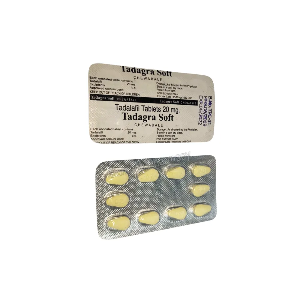 Tadagra Soft Chewable 20mg Front & Back Strip Image